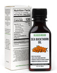 Sea Buckthorn Oil bottle with nutrition facts box