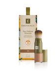 Eminence Sun Defense Minerals SPF 30 in Tan with built-in brush applicator and box packaging, ideal for broad-spectrum sun protection and flawless coverage.