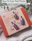 Box of Eminence Organic Essential Serum Trio Gift Set on cozy blanket