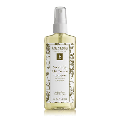 Eminence Organic Soothing Chamomile Tonique 125ml spray bottle with floral label design, ideal for calming and balancing normal to oily skin.